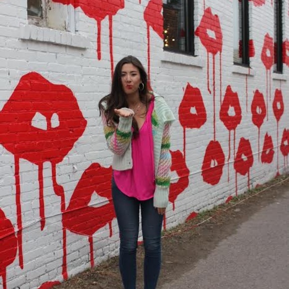 Free People Pastel Stripe Cardigan Sweater - Picture 5 of 8